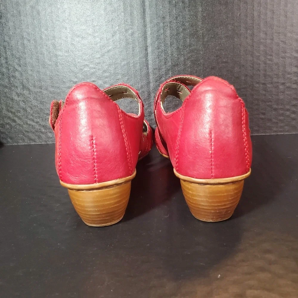 Rieker Red Leathet Closed Toe Comfort Sandals Womens Size EU 36 US 5‎